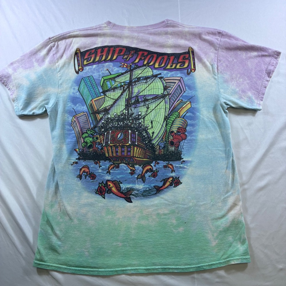 VTG 2001 Grateful Dead Ship of Fools Tie Dye Shirt Liquid Blue Distressed Large - Picture 7 of 8
